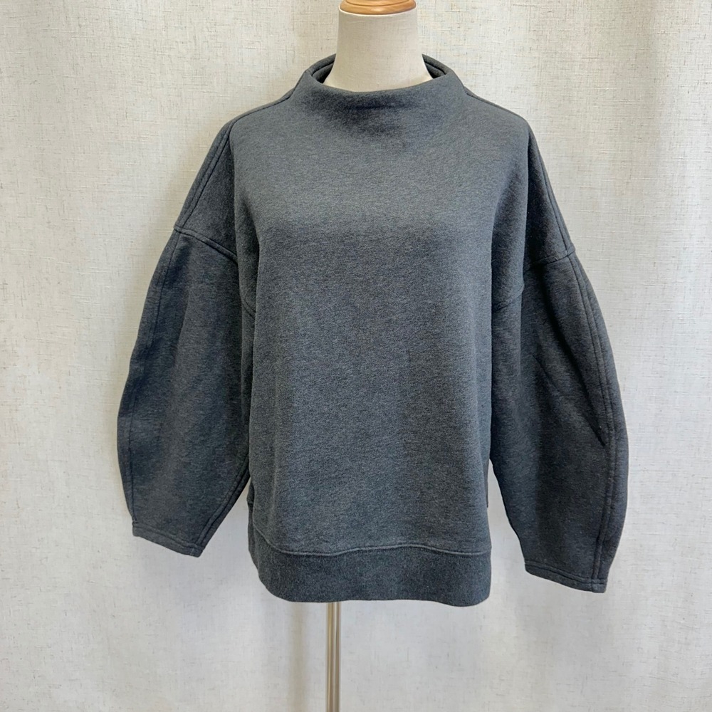 Abercrombie & Fitch Soft A&F Mock Neck Balloon Sleeve Sweatshirt‎ Grey Medium